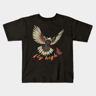 Fly high, pigeon and butterfly design Kids T-Shirt
